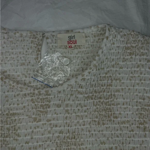 NWT Sheer White & Cream Blouse • Bohemian Style • Business Casual • Teen X-Large - Picture 4 of 7